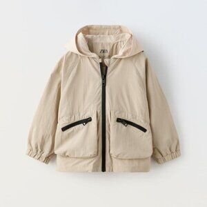 Zara Kids Beige & Black Windbreaker Jacket